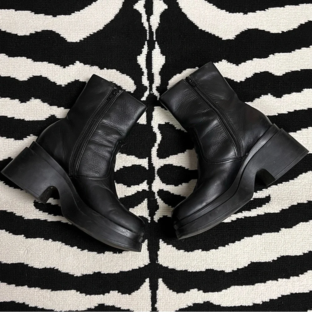 Vintage 90s Y2K SoHo Cobbler Alex Chunky Platform Leather Boots Size 8.5 - Picture 6 of 16